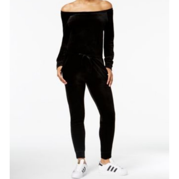 material girl velour jumpsuit